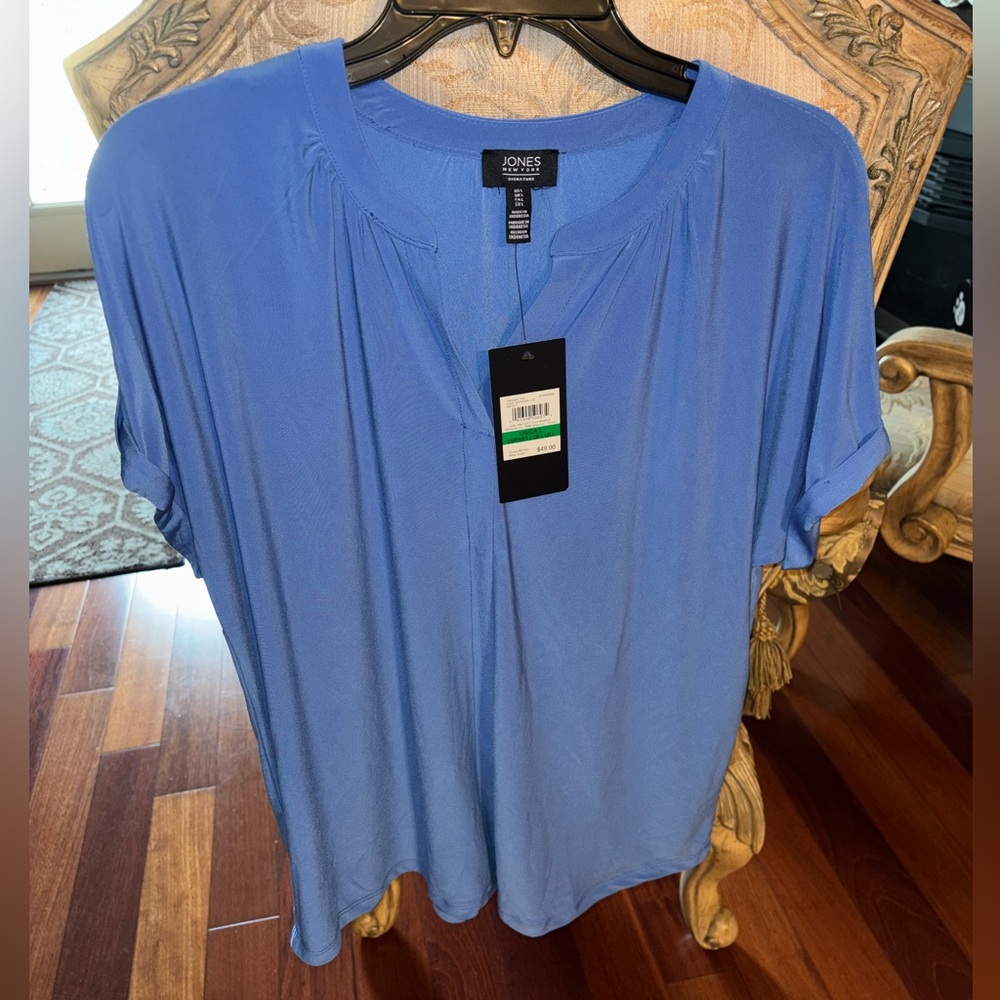 Jones New York Women's Soft Blue Blouse